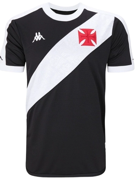 Camisa Vasco da Gama I 24/25 - Torcedor Kappa Masculina - Preta e branca