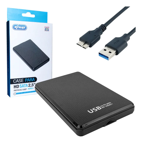 Gaveta HD 2.5" KNUP USB 3.0 - 3 meses de garantia - Preto