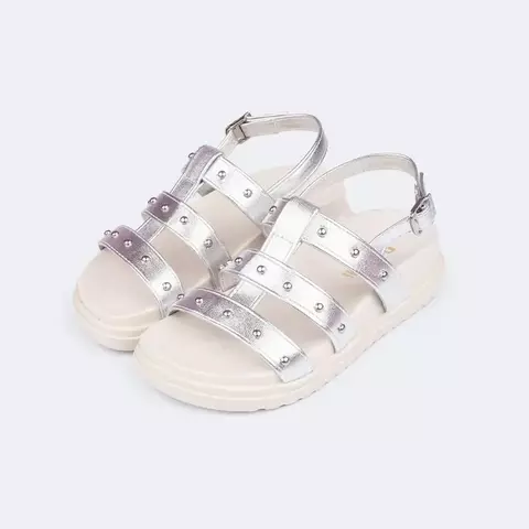 Sandália Infantil Tiras Largas Pampili Olivia Prata