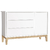 Cômoda com Porta e Guarda Roupa Infantil 2 Portas New Classic Branco com Pés Madeira Natural - Biasa