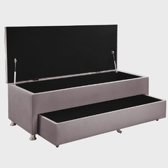 Kit Cabeceira Calçadeira Mila e Munique 160 cm Casal Queen Size Veludo Rose - comprar online