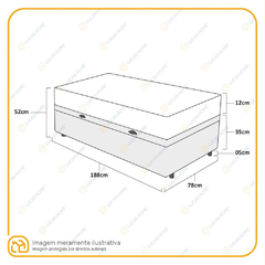 Cama Box com Baú Solteiro Branca + Colchão de Espuma D20 - Supreme 78x188x47cm na internet