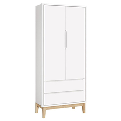 Cômoda com Porta e Guarda Roupa Infantil 2 Portas New Classic Branco com Pés Madeira Natural na internet
