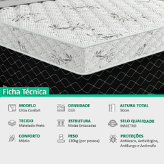 Cama Box Solteiro Molas Ensacadas Espuma D33 Ultra Confort 88x188x50cm Vstore - comprar online