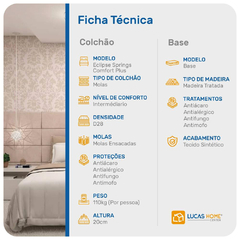 Cama Box Solteiro King Preta + Colchão de Molas Ensacadas - Eclipse Springs 96x203x55cm - loja online