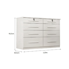Cômoda casal monza mdp 8 gavetas branco na internet