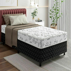 Cama Box Solteiro Molas Ensacadas Espuma D33 Ultra Confort 88x188x50cm Vstore