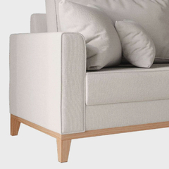 Sofá 3 Lugares Beny Base de Madeira Linho Cotton Cru. - comprar online