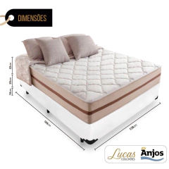 Cama Box Casal + Colchão De Molas Ensacadas - Anjos - Classic 138x188x57cm Branco - Moma Comercio de Moveis