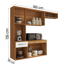 Armário de Cozinha Completa Suspenso com Balcão 6 Portas 1 Gaveta Belíssima Freijó/Branco - comprar online