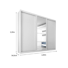 Guarda Roupa Casal Sevilha 3 Pts Corre 6 Gav c/ Esp Branco - comprar online