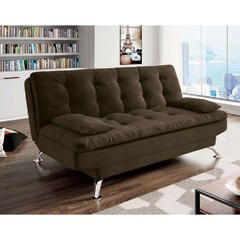 Sofá-Cama 3 Lugares Casal Premium ii Suede Café - Moma Comercio de Moveis