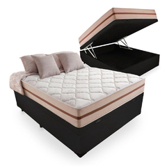 Cama Box Com Baú Viúva + Colchão De Molas Ensacadas - Classic - 128x188x64cm Preto