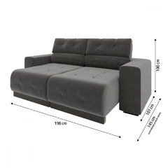 Sofá Retrátil Reclinável 3 Lugares Veludo Cinza - comprar online