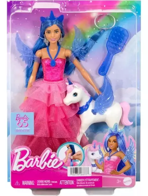 Boneca Barbie Safira Com Unicórnio Alado Magic - Mattel