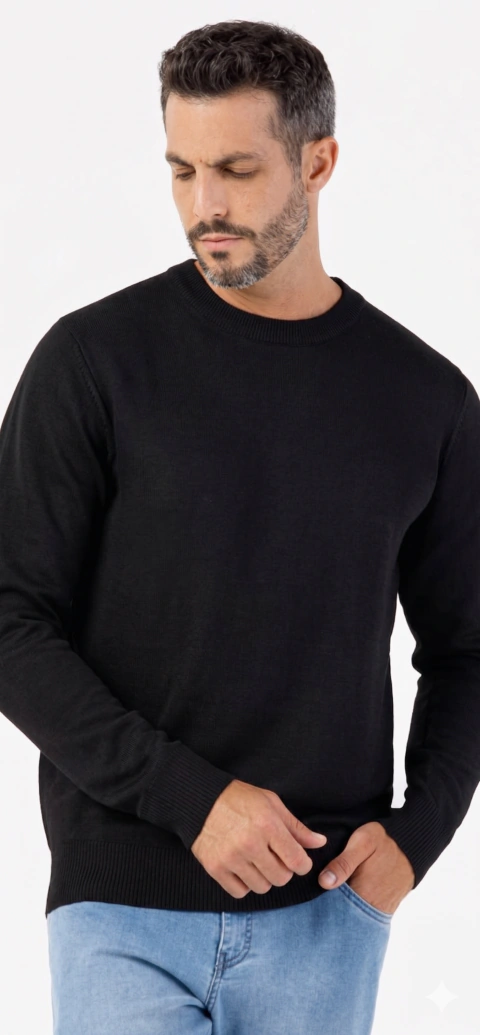 BLUSÃO TRICOT OPEN SHOCK GOLA CARECA COM BORDADO