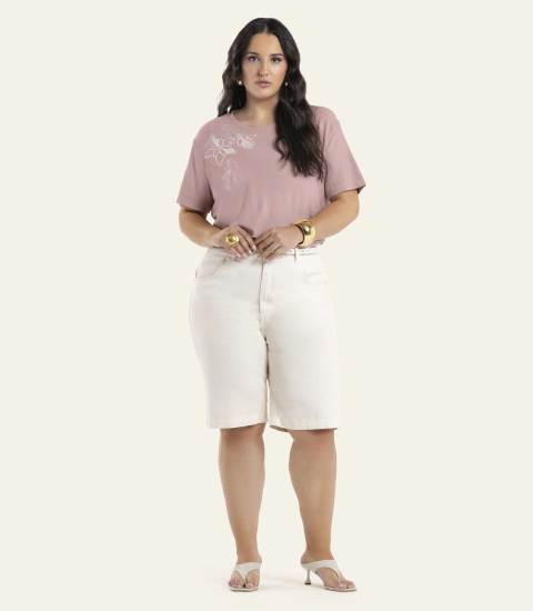 BLUSA FEMININA MANGA CURTA COM BORDADO SECRET GLAM
