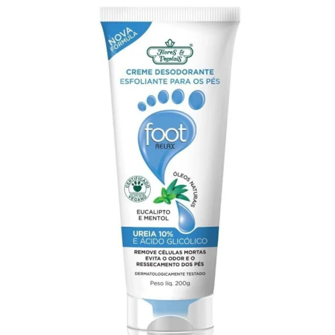 Flores E Vegetais Foot Relax Creme Desodorante Esfoliante P/ Pés Uréia E Ácido Glicólico 200g