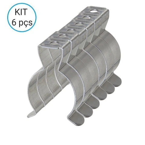 Kit 6 Abraçadeiras de Aço Metálicas para Lâmpada LED T8