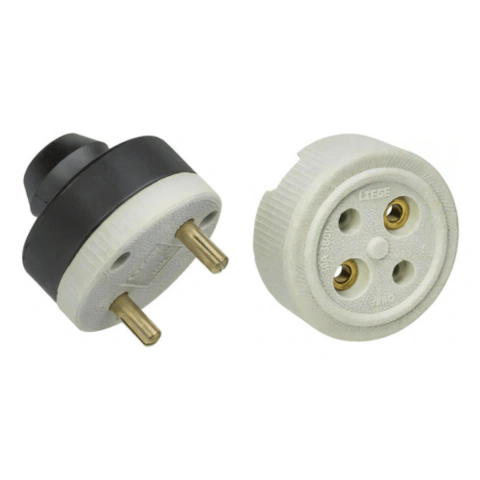 Kit Plugue e Tomada de Porcelana Bipolar 2x30A 380V Liege 977268 + 977314
