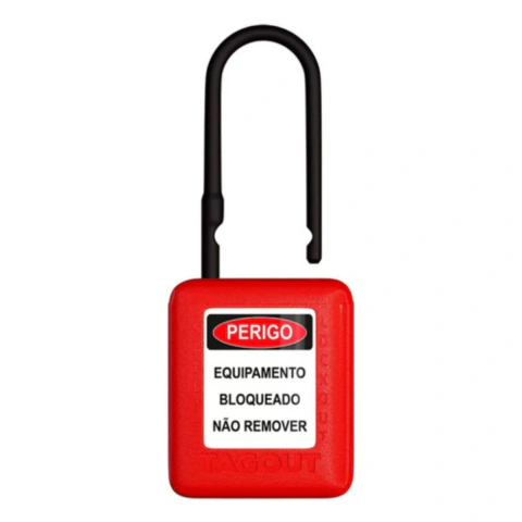 Cadeado de Bloqueio Haste Plástica 4,5mm CH38 Vermelho CPVM14004CD Tagout
