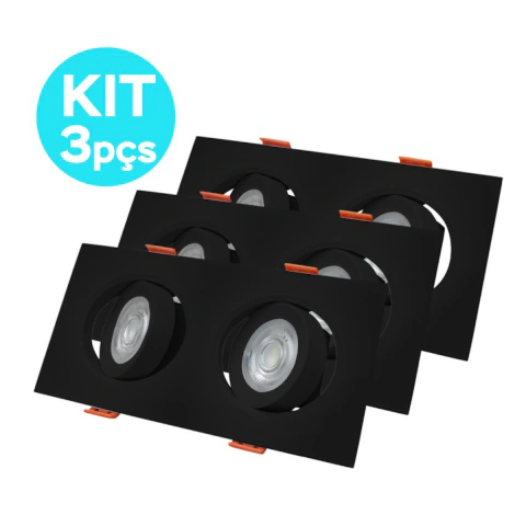 Kit 3 Spot de Embutir Easy LED Duplo 2x5W 400lm Bivolt LLUM