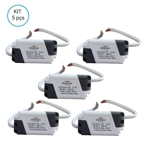 Kit 5 Driver Reator Eletrônico para Painel Plafon LED 18W Blumenau