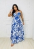 Vestido Longo branco estampa azul - comprar online