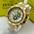 Relógio Invicta Skeleton Noma lll Skull Dourado Branco a prova dágua - comprar online