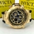 Relógio Invicta Skeleton Noma lll Skull Dourado Preto a prova dágua - loja online