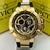 Relógio Invicta Skeleton Noma lll Skull Dourado Preto a prova dágua