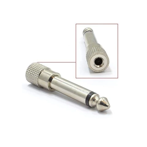 Adaptador Metálico Jack 3.5 Mono a Plug 6.5 Mono