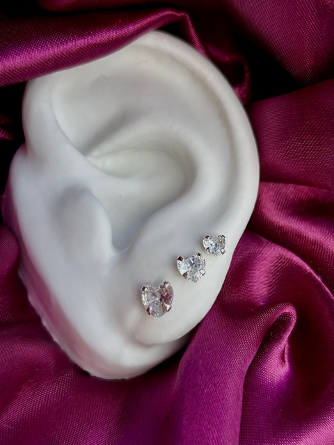 Trio zircônia coração - prata - comprar online