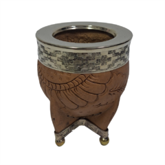 imperial de calabaza premium c/ guarda y virola de alpaca + cuero repujado + base de alpaca y bolitas de bronce - comprar online