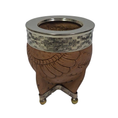 imperial de calabaza premium c/ guarda y virola de alpaca + cuero repujado + base de alpaca y bolitas de bronce - comprar online