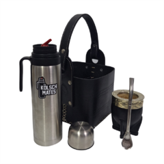 Set Matero Premium Imperial (Termo 1 litro +Mate Imperial +bombilla pico loro+ Matera 100%cuero)