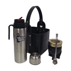 Set Matero Premium Imperial (Termo 1 litro +Mate Imperial +bombilla pico loro+ Matera 100%cuero)