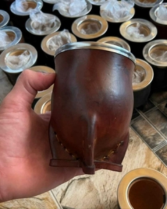 Mate Camionero de Calabaza c/ Virola de acero lisa + Bombilla pico de loro de acero inoxidable