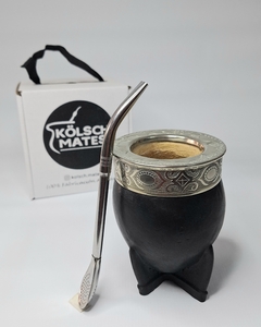 mate imperial de calabaza c/ guarda y virola cincelada de alpaca + bombilla pico de loro - comprar online