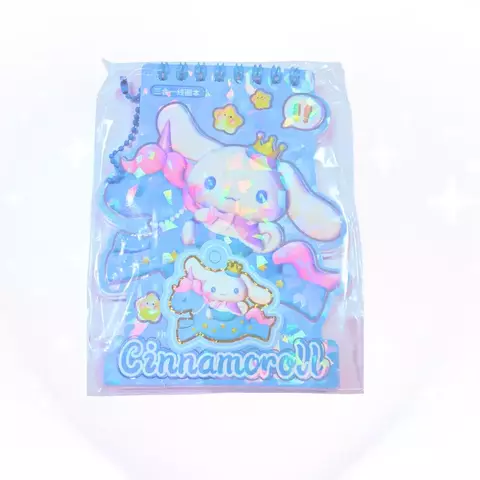 Caderneta Hello Kitty com capa fofa tipo holográfica, adesivos e pingente - My Melody e Cinnamoroll. - comprar online