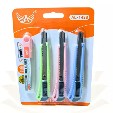 Estilete 9mm com 3 Unidades + 10 Lâminas Extras – Corte Preciso com Trava Automática - comprar online