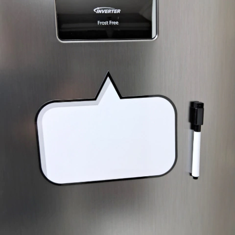 Ímã de Geladeira com Quadro de Recados – Formato Balão de Pensamento - Quadra Magnético Lista de Compras Caneta Apagador