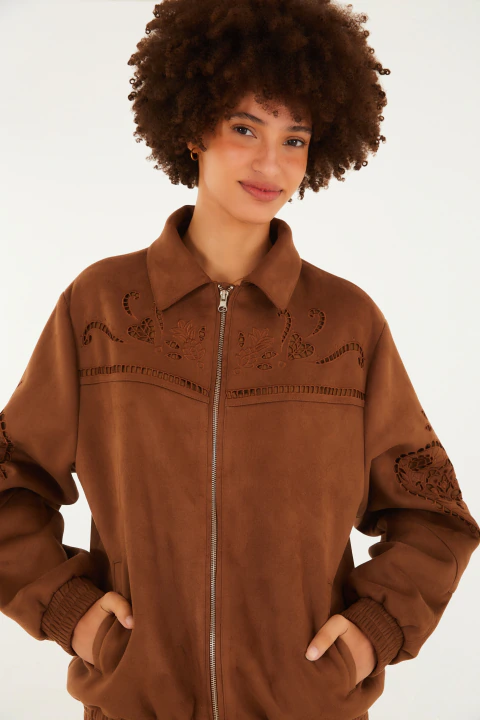Jaqueta Suede Richelieu Marrom Castanha