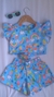Conjunto infantil menina blusa e short azul