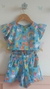 Conjunto infantil menina blusa e short azul - Li e Vi Kids