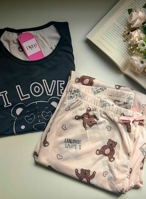 PIJAMA DIGNA INVERNO MALHA - EU AMO ABRAÇOS - comprar online