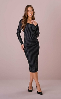 Vestido Midi Tule Bastille Glam Pregas na Lateral Jaqueline - comprar online