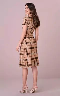 Vestido Midi Alfaiataria com Elastano Estruturado Selma - Flaviane Fashion Store