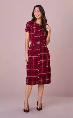 Vestido Midi Alfaiataria com Elastano Estruturado Selma