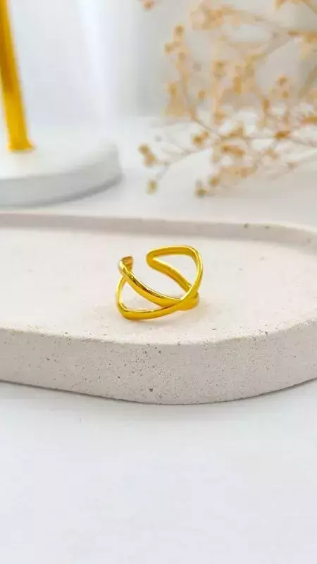 ANEL X BOLD DOURADO AJUSTÁVEL EM AÇO INOX
